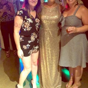 Glamorous Gold Sequins Bridesmaid Dress